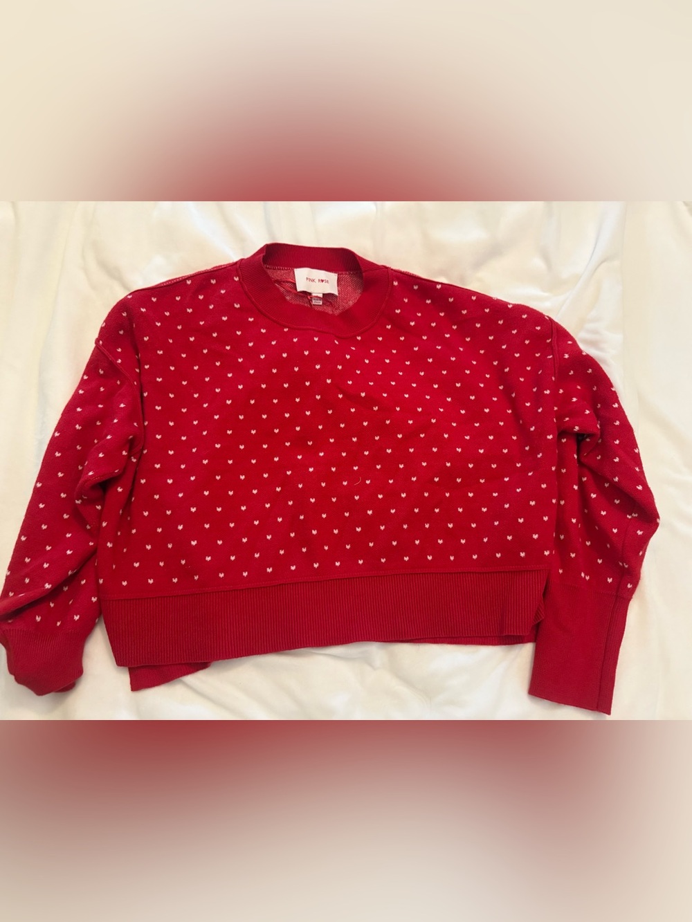 Pink Rose Red Crewneck Sweater Hearts